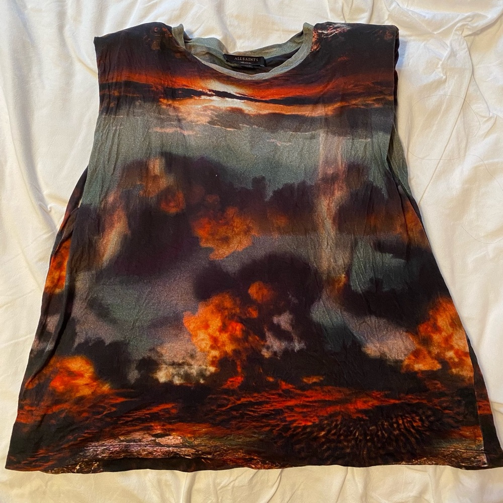 All Saints Size Medium Padded Shoulder Tank Top